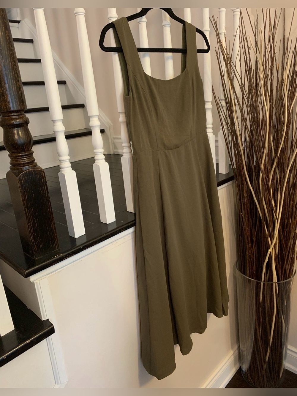 essue Olive Green Sleeveless Maxi Dress